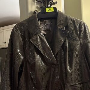 Carlos Falchi Black Snake Print Blazer